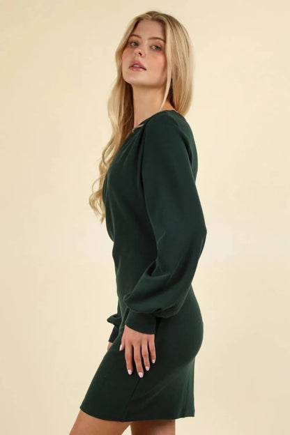 Women's Ruched Detail Bodycon Mini Dress with Asymmetrical Design - AMVIM