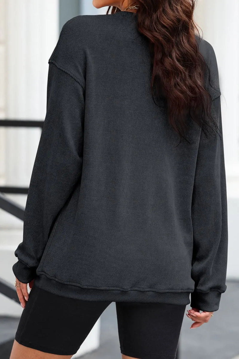 Women’s Sequin Round Neck Sweatshirt Candy Cane - AMVIM