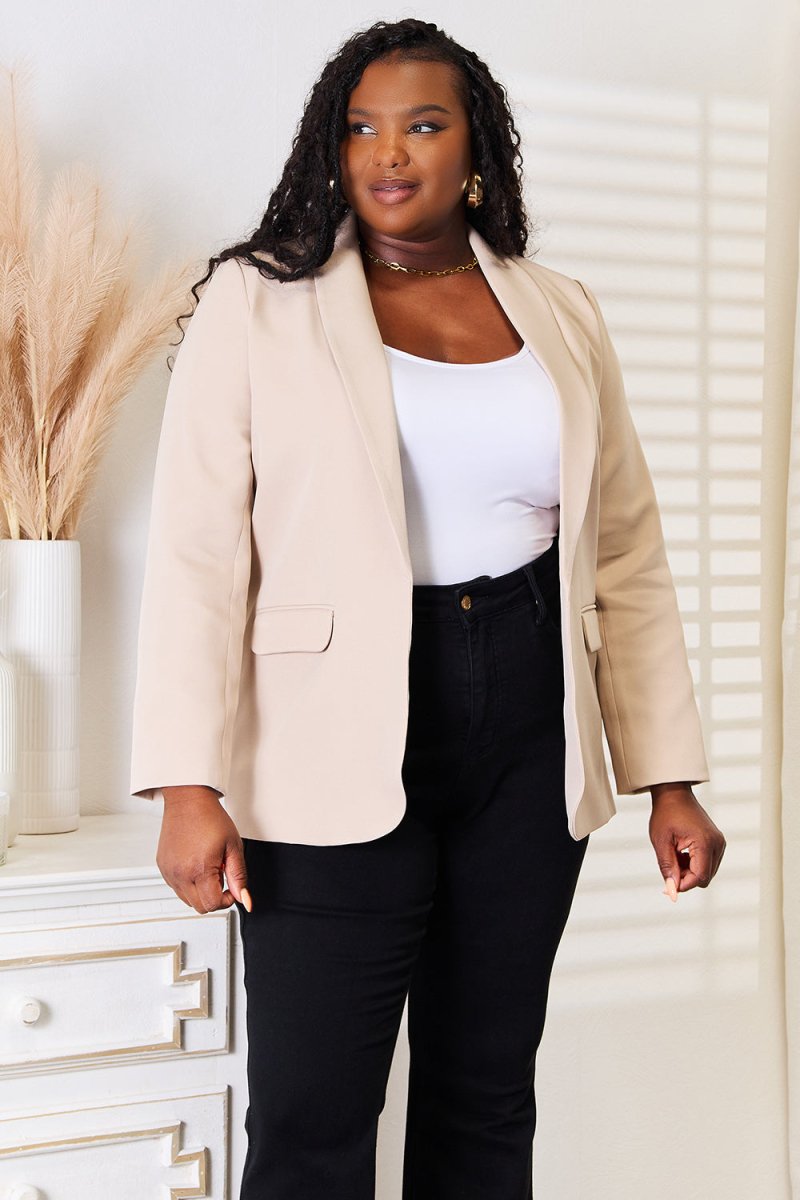 Womens Shawl Collar Long Sleeve Blazer for Workwear - AMVIM