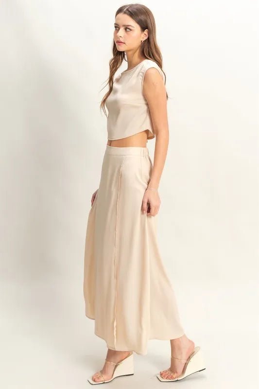 Women's Sleeveless Maxi Skirt and Top Set - Versatile Two - Piece Outfit - AMVIM