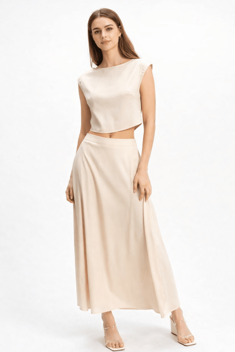 Women's Sleeveless Maxi Skirt and Top Set - Versatile Two - Piece Outfit - AMVIM