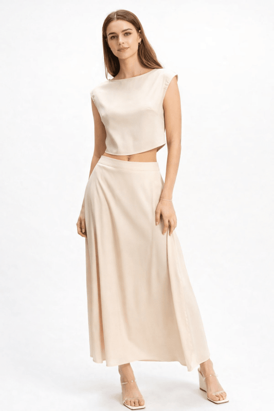Women's Sleeveless Maxi Skirt and Top Set - Versatile Two - Piece Outfit - AMVIM