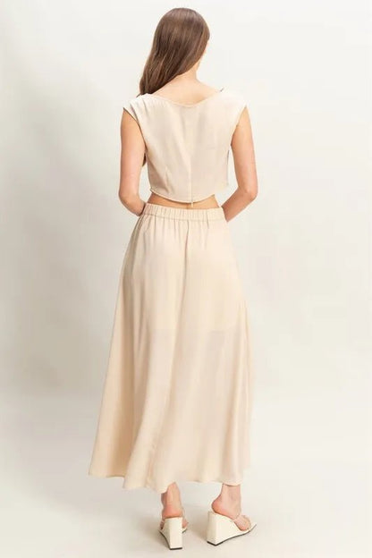 Women's Sleeveless Maxi Skirt and Top Set - Versatile Two - Piece Outfit - AMVIM