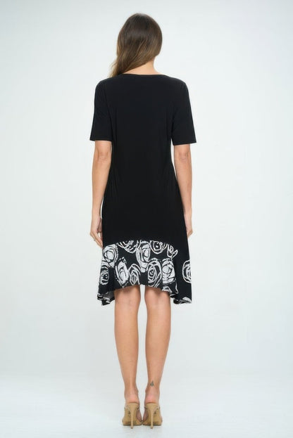 Women’s Slim Fit Half Sleeve Contrast Dress - AMVIM