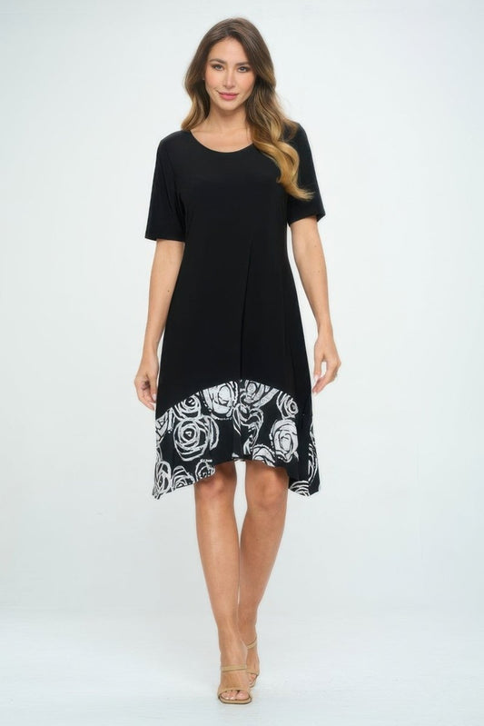 Women’s Slim Fit Half Sleeve Contrast Dress - AMVIM