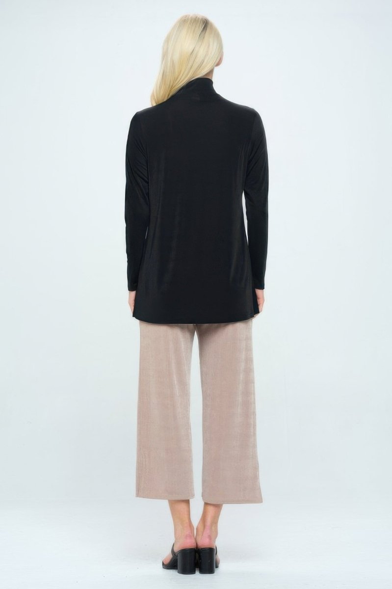 Women's Slim Mock Neck Ribbed Knit Top - AMVIM