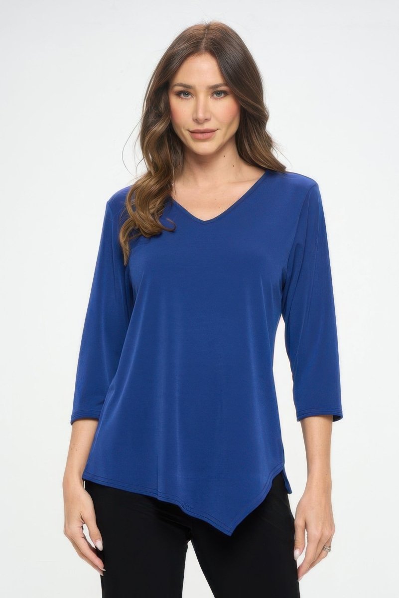 Women's Slim V - Neck Ribbed Knit Top - AMVIM