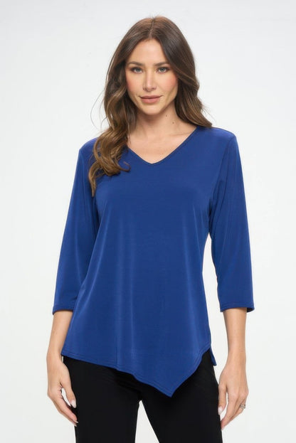 Women's Slim V - Neck Ribbed Knit Top - AMVIM