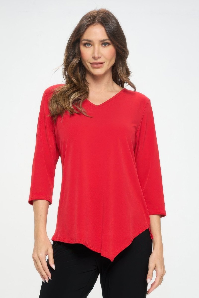 Women's Slim V - Neck Ribbed Knit Top - AMVIM