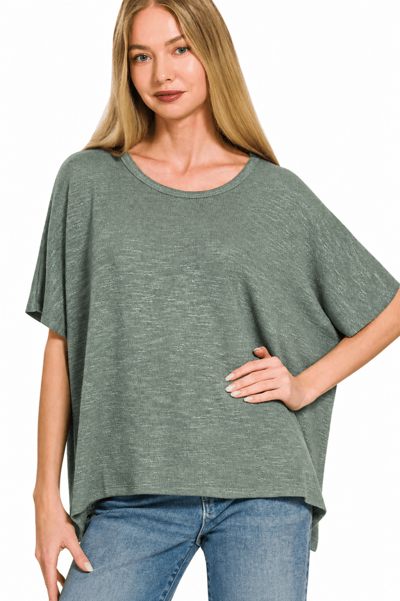 Women's Slub Knit Sweater Top – Oversized Fit - AMVIM