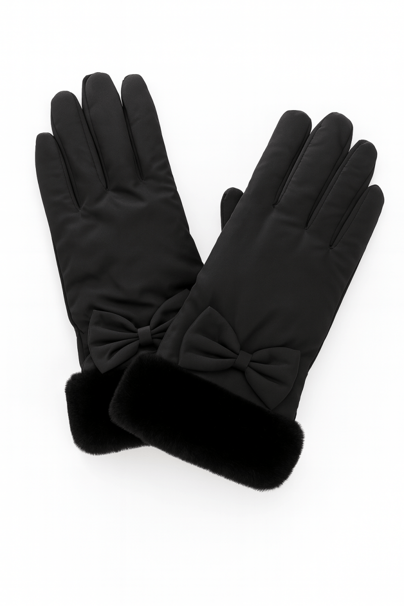 Women's Smart Touch Fleece Gloves with Faux Fur Cuff - AMVIM