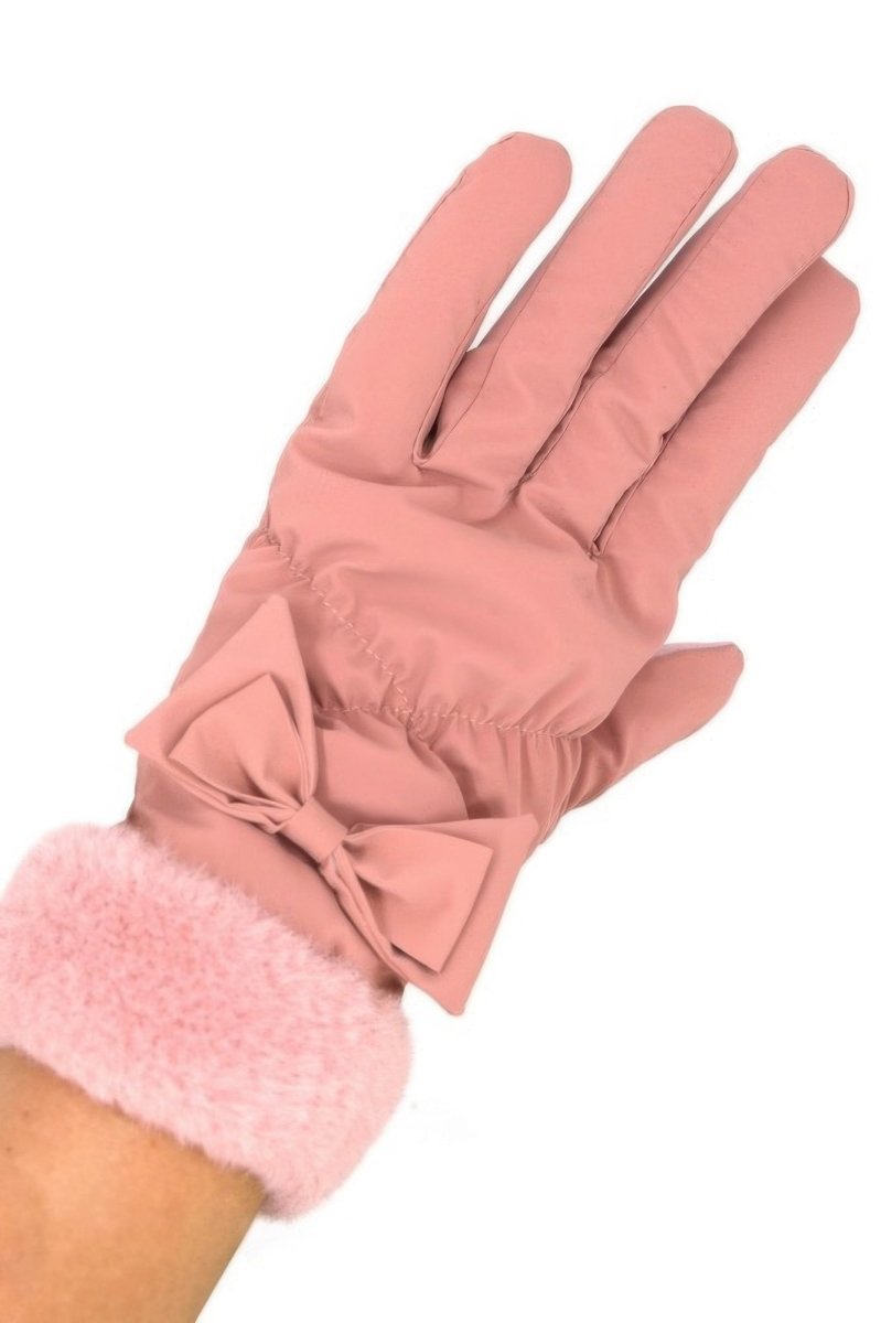 Women's Smart Touch Fleece Gloves with Faux Fur Cuff - AMVIM