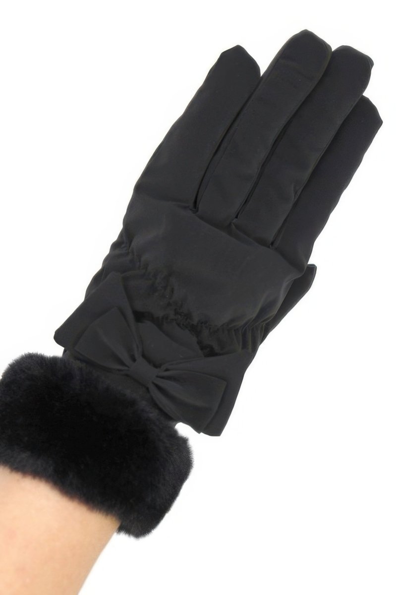 Women's Smart Touch Fleece Gloves with Faux Fur Cuff - AMVIM