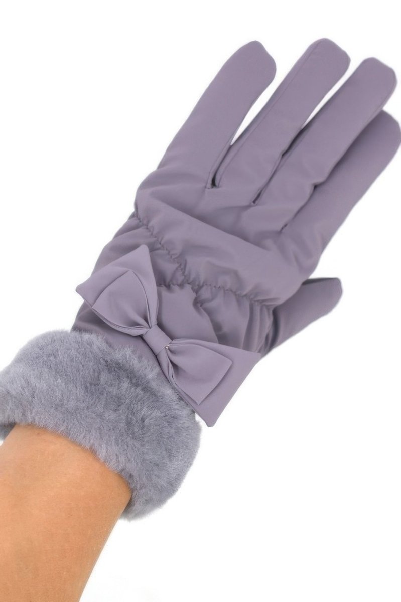 Women's Smart Touch Fleece Gloves with Faux Fur Cuff - AMVIM
