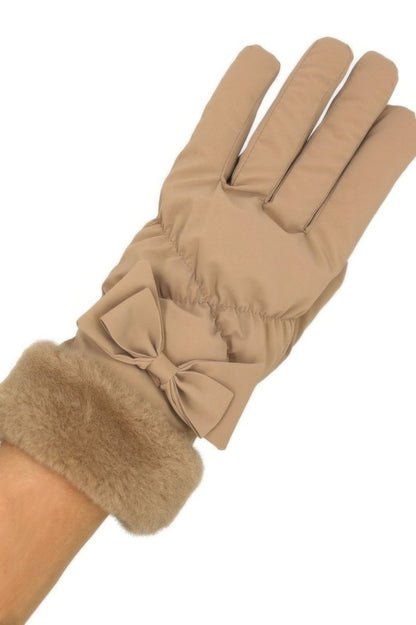 Women's Smart Touch Fleece Gloves with Faux Fur Cuff - AMVIM