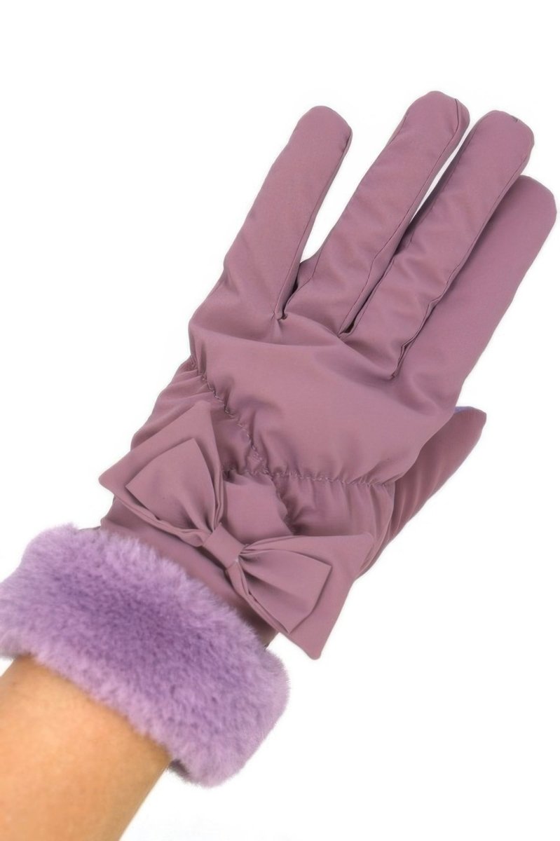 Women's Smart Touch Fleece Gloves with Faux Fur Cuff - AMVIM