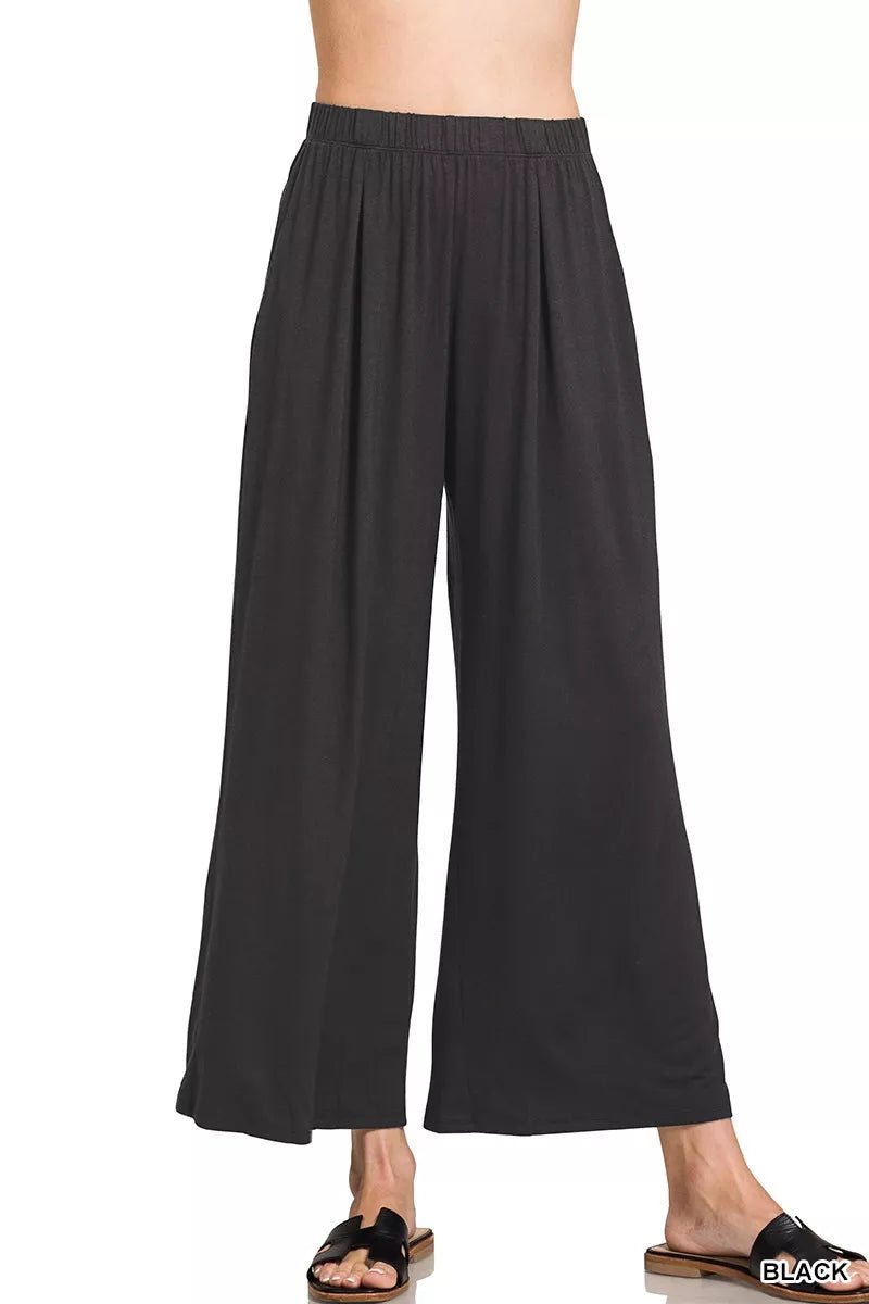 Women's Soft Knit Elastic Waist Lounge Pants with Pockets - AMVIM