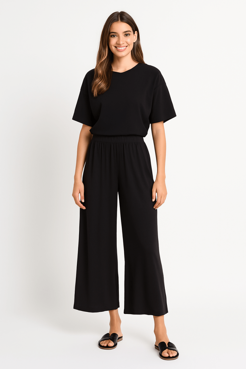 Women's Soft Knit Elastic Waist Lounge Pants with Pockets - AMVIM