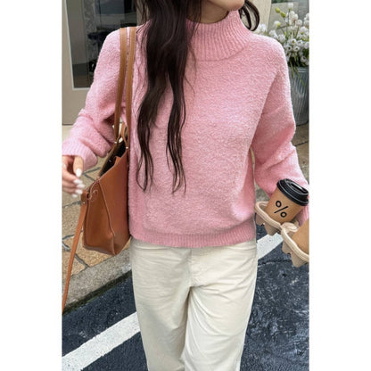 Women's Soft Knit Roll Neck Sweater with Long Sleeves - AMVIM