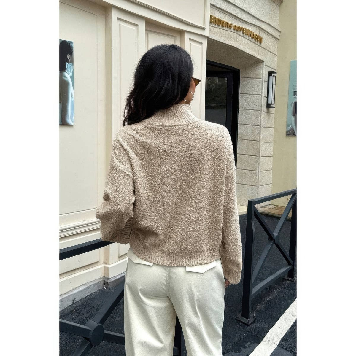 Women's Soft Knit Roll Neck Sweater with Long Sleeves - AMVIM