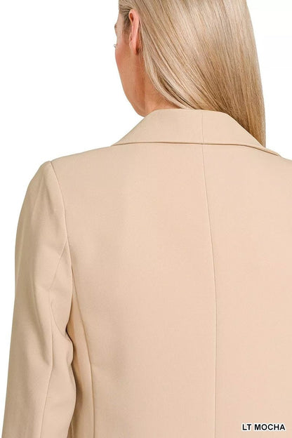 Womens Structured Open Front Long Sleeve Blazer with Lining - AMVIM
