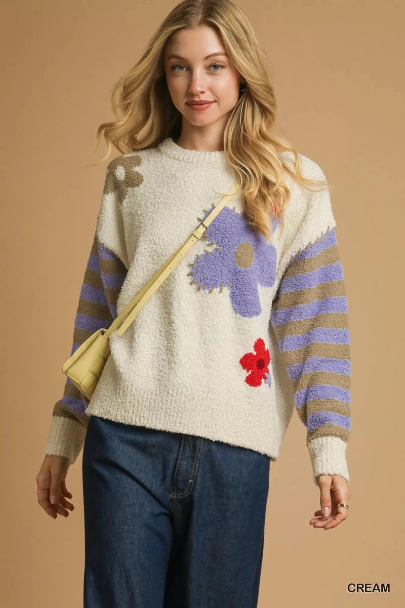 Women's Textured Jacquard Sweater – Relaxed Fit - AMVIM