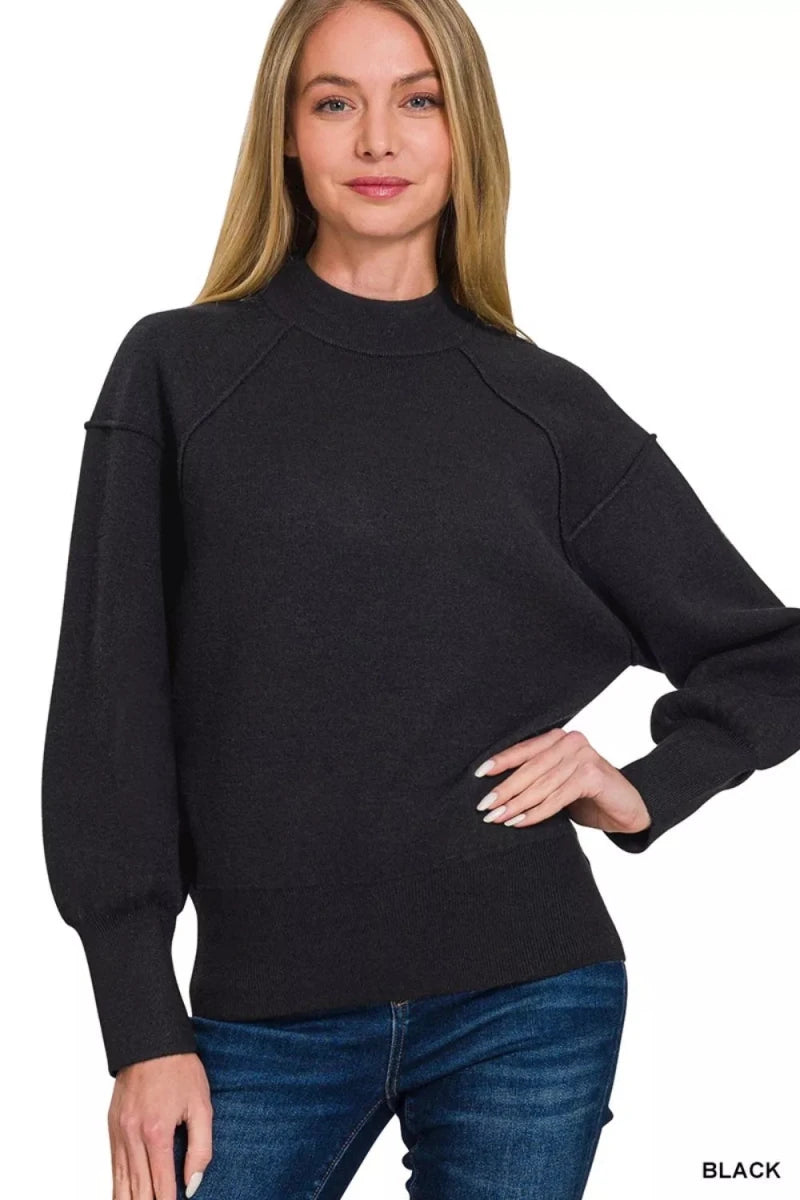 Women's Viscose Sweater – Mock Neck - AMVIM