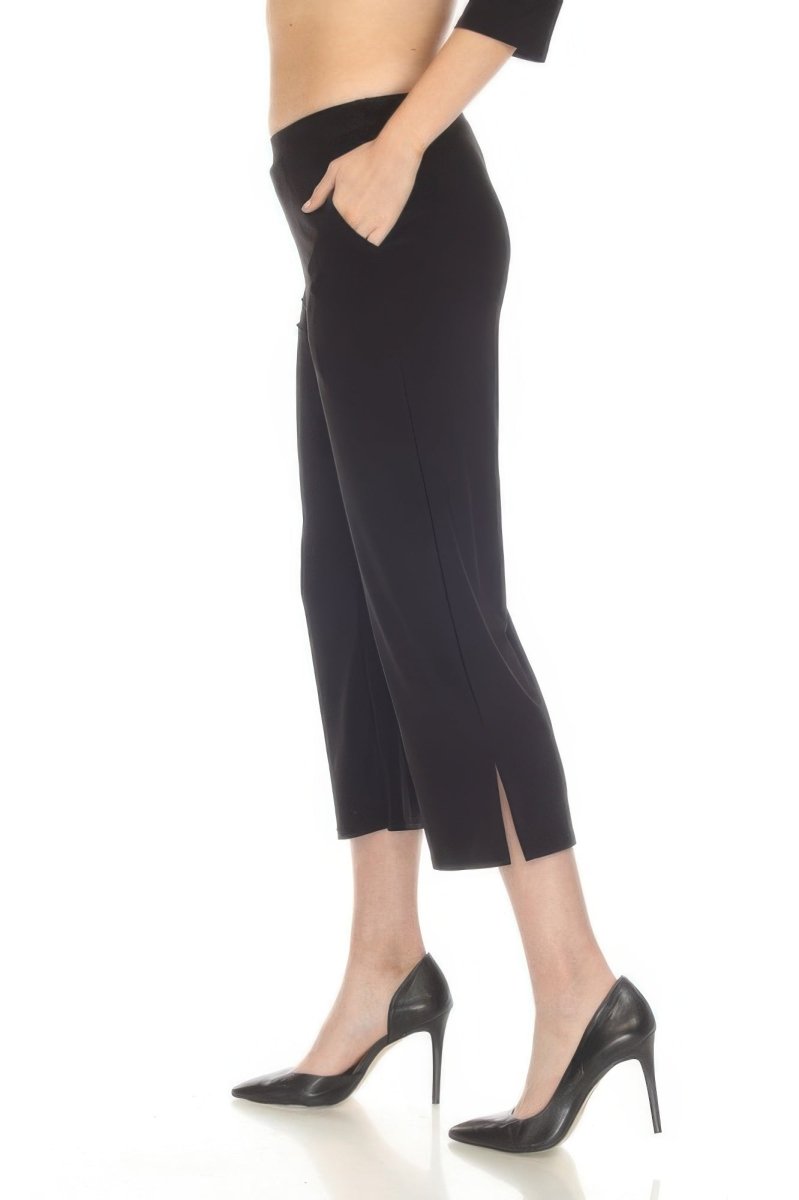 Women’s Wide‑Leg Ankle Length Pants with Side Pockets - AMVIM