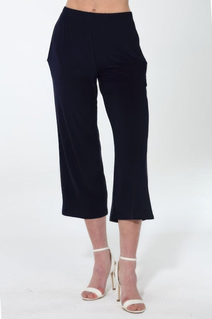 Women’s Wide‑Leg Ankle Length Pants with Side Pockets - AMVIM