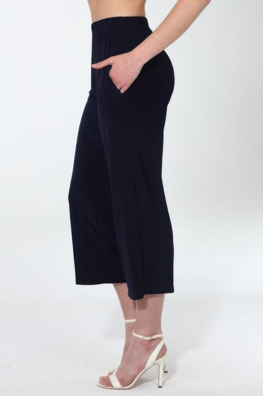 Women’s Wide‑Leg Ankle Length Pants with Side Pockets - AMVIM