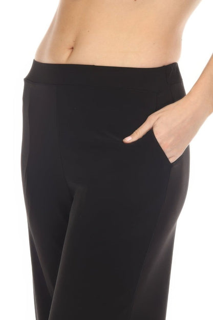 Women’s Wide‑Leg Ankle Length Pants with Side Pockets - AMVIM