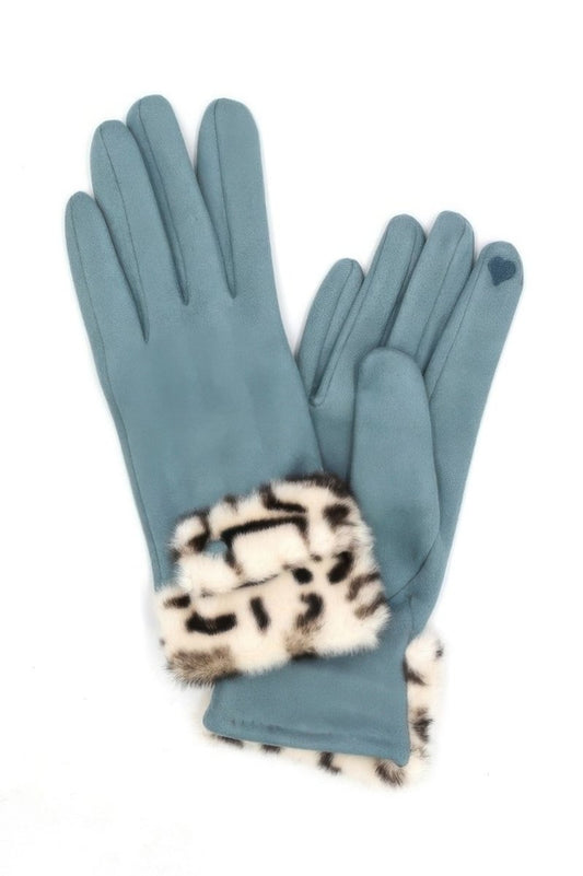 Women's Winter Faux Fur Trim Touchscreen Gloves - AMVIM