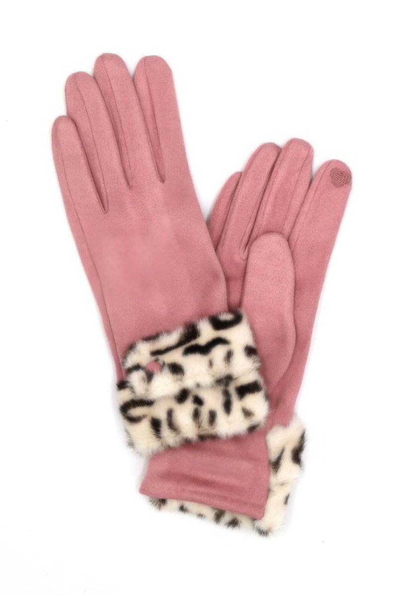 Women's Winter Faux Fur Trim Touchscreen Gloves - AMVIM