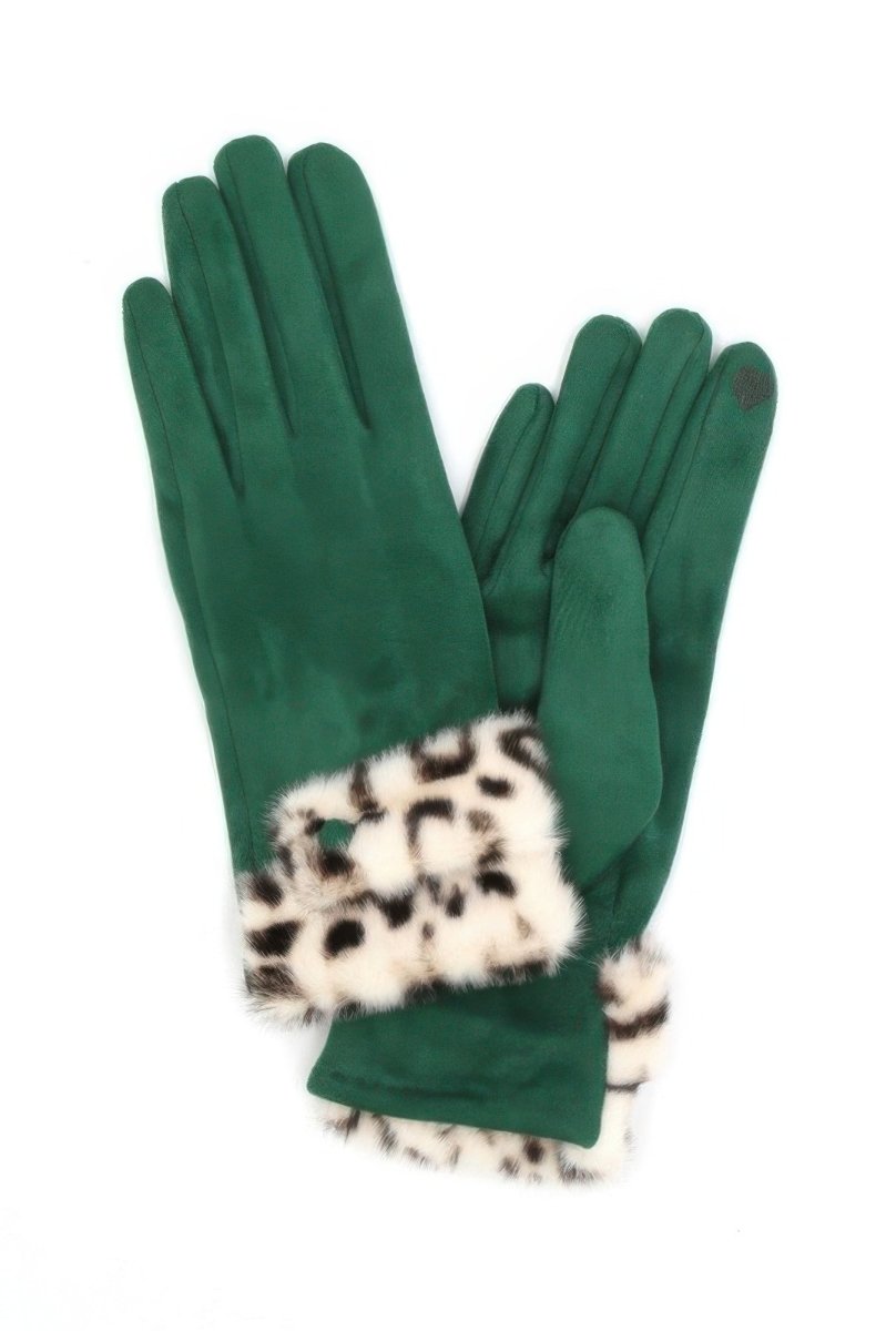 Women's Winter Faux Fur Trim Touchscreen Gloves - AMVIM