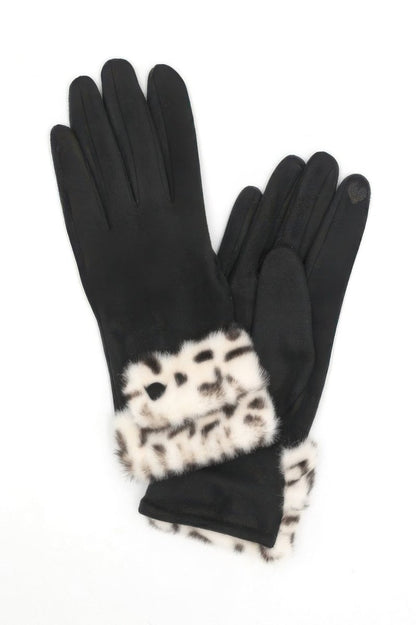 Women's Winter Faux Fur Trim Touchscreen Gloves - AMVIM