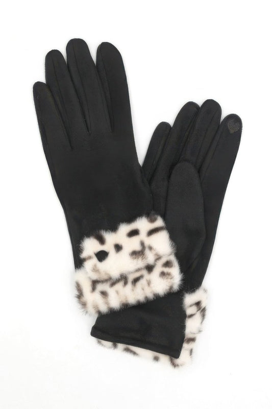 Women's Winter Faux Fur Trim Touchscreen Gloves - AMVIM