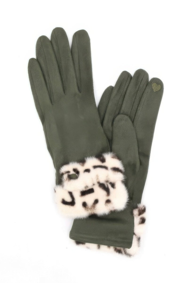 Women's Winter Faux Fur Trim Touchscreen Gloves - AMVIM