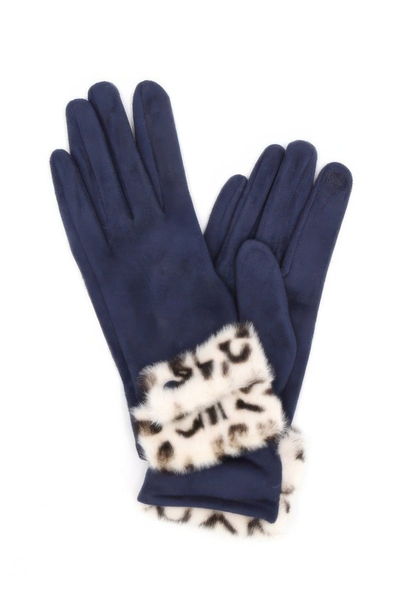Women's Winter Faux Fur Trim Touchscreen Gloves - AMVIM