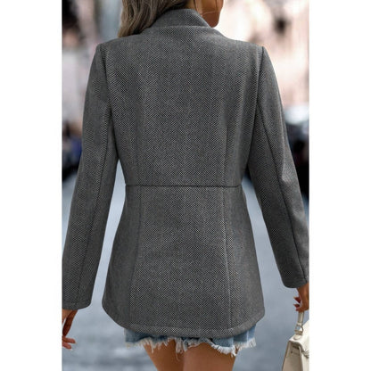 Women's Wool Blend Long Sleeve Elegant Overcoat with Pockets - AMVIM