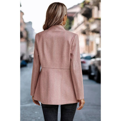 Women's Wool Blend Long Sleeve Elegant Overcoat with Pockets - AMVIM