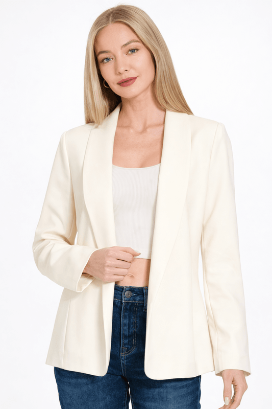 Womens Woven Long Sleeve Blazer with Lining - AMVIM