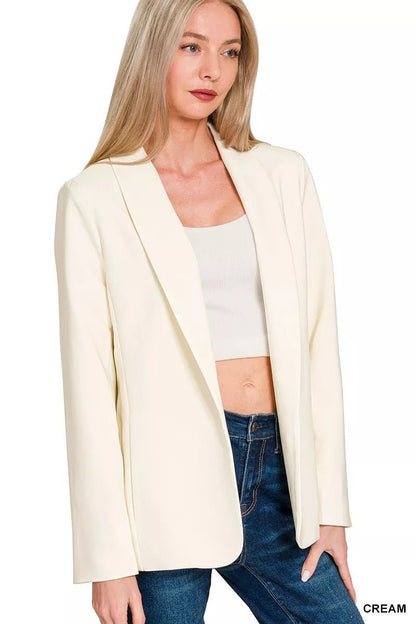 Womens Woven Long Sleeve Blazer with Lining - AMVIM