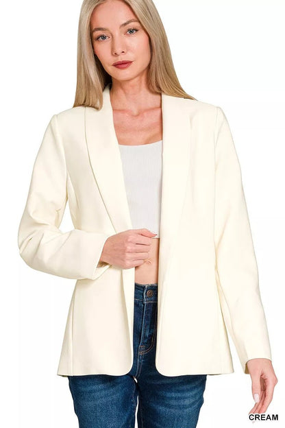 Womens Woven Long Sleeve Blazer with Lining - AMVIM