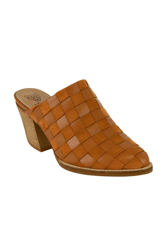 Woven Checkerboard Block Heel Mule Shoes - AMVIM
