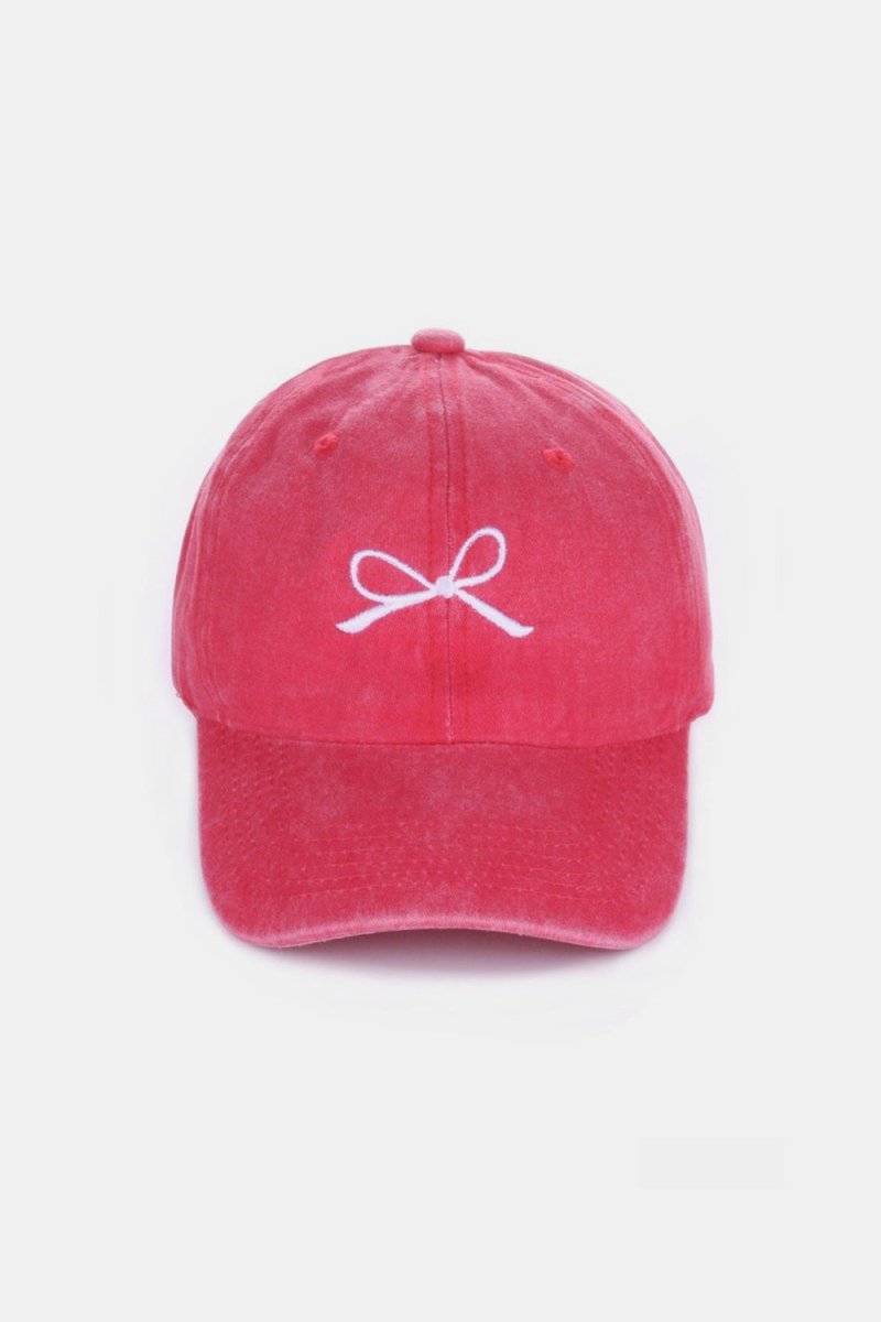 Zenana Bow Embroidered Washed Cotton Caps - AMVIM