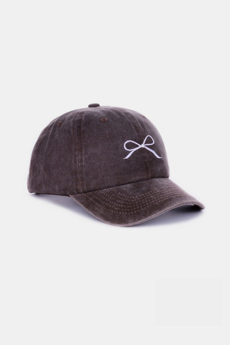 Zenana Bow Embroidered Washed Cotton Caps - AMVIM