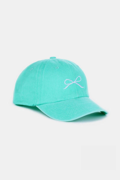 Zenana Bow Embroidered Washed Cotton Caps - AMVIM