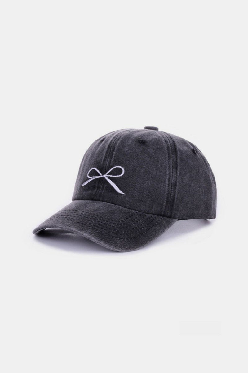 Zenana Bow Embroidered Washed Cotton Caps - AMVIM