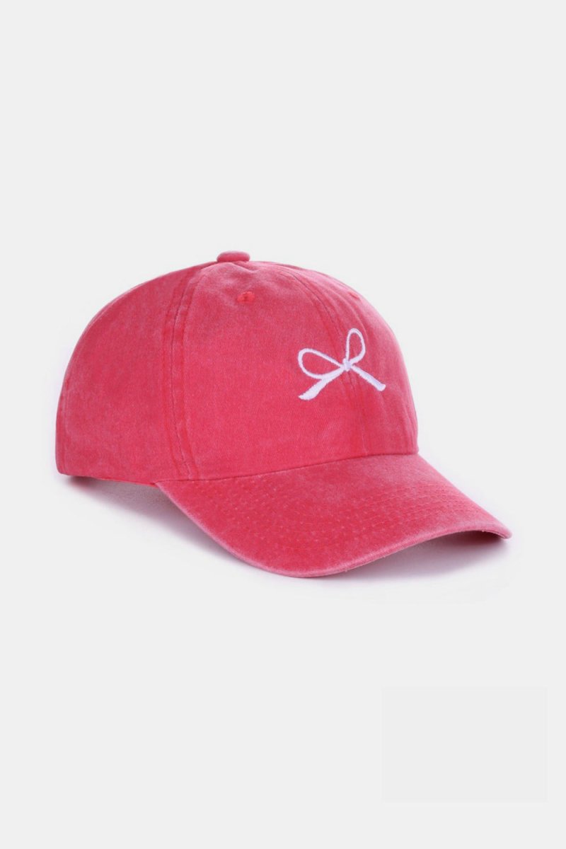 Zenana Bow Embroidered Washed Cotton Caps - AMVIM