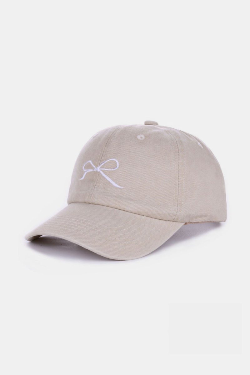 Zenana Bow Embroidered Washed Cotton Caps - AMVIM